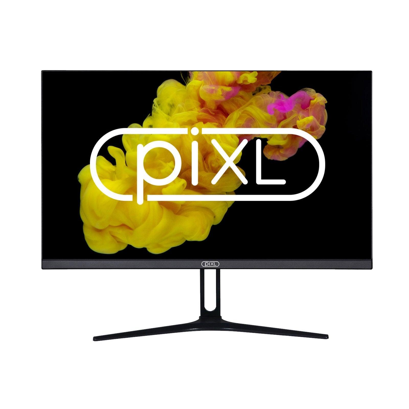 piXL PX24IVHF 24 Inch Frameless Monitor, Widescreen IPS LCD Panel, 5ms Response Time, 75Hz Refresh Rate, Full HD 1920 x 1080, VGA, HDMI, Internal PSU, 16.7 Million Colour Support, Black Finish-PCR Business Solutions Ltd